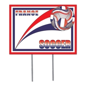 Pack of 6 Red White and Blue Soccer Themed Yard Signs 16 - All