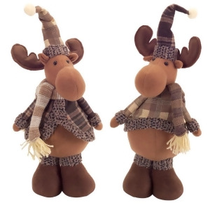 Pack of 6 Brown Moose Wearing Gray Plaid 16.5 - All
