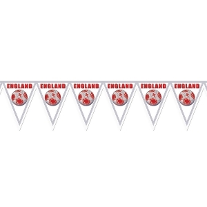 Pack of 6 Gray Red and White Soccer Themed Pennant Banner Party Decorations 7.4' - All