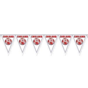 Pack of 6 Gray Red and White Soccer Themed Pennant Banner Party Decorations 7.4' - All