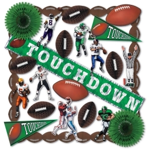 Green Brown and White Game Day Football Decorating Kit 25 Count - All