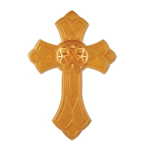 Club Pack of 24 Decorative Religious Gold Plastic Cross Party Decorations 17.5 - All