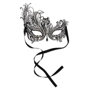 Pack of 6 Elegant Black Swan Metal Filigree Mardi Gras Masquerade Masks - All