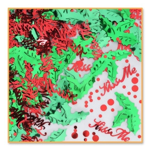 Pack of 6 Metallic Red Green Mistletoe Christmas Celebration Confetti Bags 0.5 oz. - All