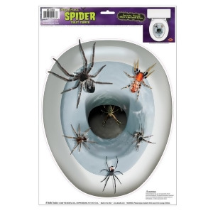 Club Pack of 12 Spider Toilet Topper Peel 'N Place Halloween Decorations - All