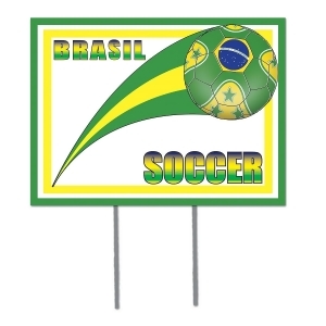 Pack of 6 Green Yellow and White Soccer Themed Yard Signs 16 - All