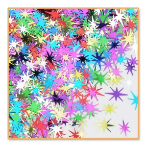 Pack of 6 Metallic Multi-Colored Starburst New Years Celebration Confetti Bags 0.5 oz. - All