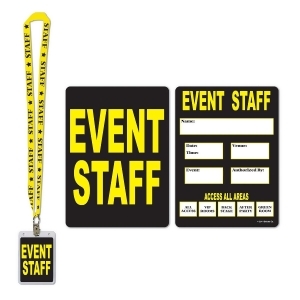 Pack of 12 Black and Yellow Event Staff Party Pass Lanyard and Card Holder 25 - All