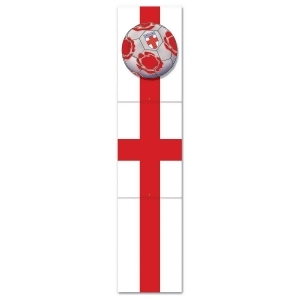 Club Pack of 12 Gray Red and White Soccer Themed Jointed Pull-Down Cutout Decorations 5' - All