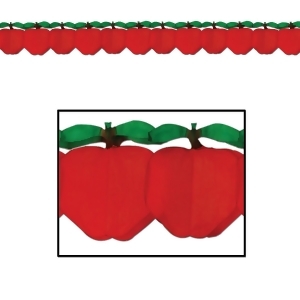 Pack of 12 Back to School Themed Red Apple Tissue Garland Decorations 12' - All
