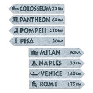 Club Pack of 48 Gray and Dark Gray Italian Street Sign Cutout Decorations 23.75 - All