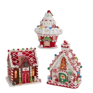 Set of 3 Battery Operated Claydough Led Gingerbread House Tablepiece Decorations 8 - All