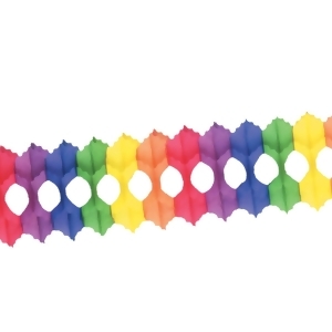 Club Pack of 12 Bright Rainbow Tissue Garland Party Decoration 12' - All