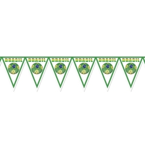 Pack of 6 Green Yellow and White Soccer Themed Pennant Banner Party Decorations 7.4' - All