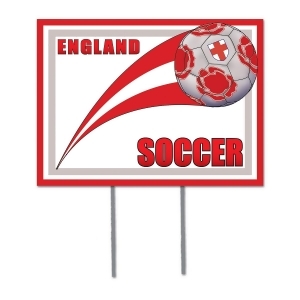 Pack of 6 Gray Red and White Soccer Themed Yard Signs 16 - All