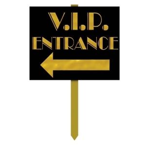 Pack of 6 Black and Yellow Vip Entrance Yard Sign Decorations 24 - All