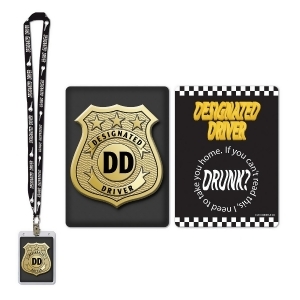 Pack of 12 Black and Gold Designated Driver Party Pass Lanyard and Cardholder 25 - All