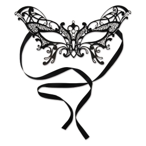 Pack of 6 Elegant Black Butterfly Metal Filigree Mardi Gras Masquerade Masks - All
