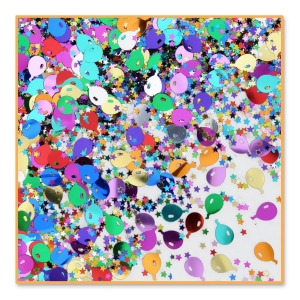 Pack of 6 Metallic Multi-Colored Balloon and Star Celebration Confetti Bags 0.5 oz. - All