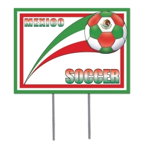 Pack of 6 Green Red and White Soccer Themed Yard Signs 16 - All