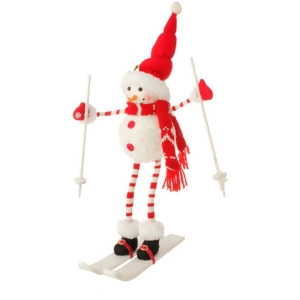 15 Alpine Chic Poseable Skiing Snowman with Santa Hat Christmas Tabletop Decoration - All