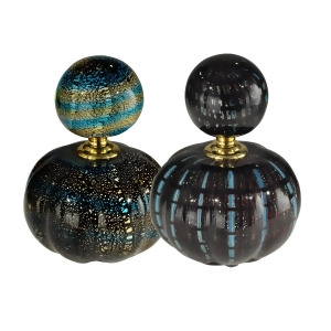 Set of 2 Black and Gold Altura Hand Blown Glass Perfume Bottle with Round Stoppers 6 - All