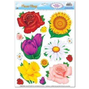 Club Pack of 168 Vibrant Colorful Spring Time Flowers Decorative Clings - All