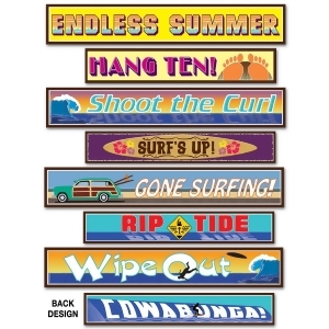 Club Pack of 48 Multi-Colored Tropical Luau Themed Surfer Street Sign Cutout Decoration 24 - All