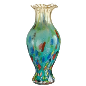 19 Mulit-Colored Festive Ruffle Decorative Hand Blown Glass Vase - All