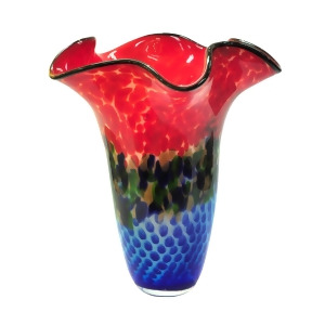 15 Red and Blue Nadia Decorative Hand Blown Glass Vase - All