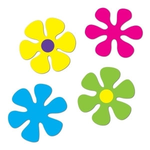 Club Pack of 48 Bright Neon Retro Flower Cutout Party Decorations 13.25 - All