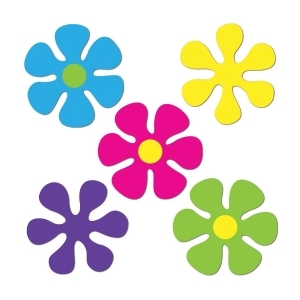 Club Pack of 240 Bright Neon Mini Retro Flower Cutout Party Decorations 4.5 - All