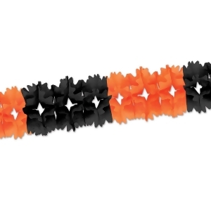 Club Pack of 12 Bright Orange and Black Festive Pageant Garland Decorations 14.5' - All