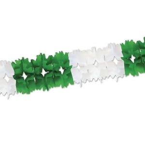 Club Pack of 12 Bright Green and White Festive Pageant Garland Decorations 14.5' - All