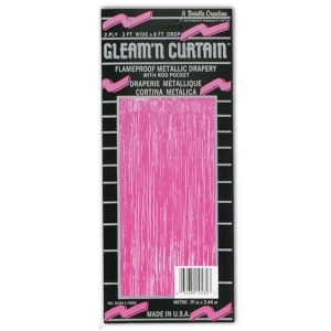 Pack of 6 Festive Metallic Cerise Hanging Gleam'n Curtain Party Decorations 8' - All