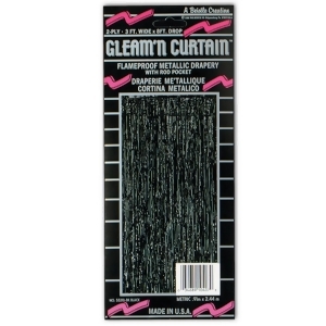 Pack of 6 Festive Metallic Black Hanging Gleam'n Curtain Party Decorations 8' - All
