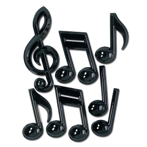 Club Pack of 84 Jazzy Black Plastic Musical Note Decorations 13 - All