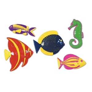 Club Pack of 60 Vibrant Multi-Colored Tropical Fish Decorations 13.75 - All