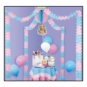 Pack of 6 Pastel Pink and Blue Party Canopy Baby Shower Decorating Kits - All