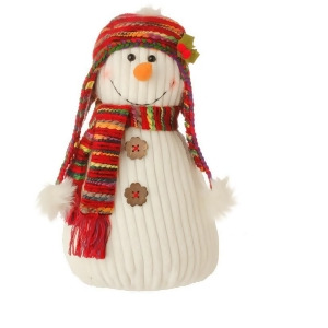 14 Bohemian Holiday Plush Snowman w/ Colorful Knit Hat and Scarf Christmas Decoration - All