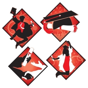 Club Pack of 48 Red White and Black Graduation Cutout Party Decorations 16 - All