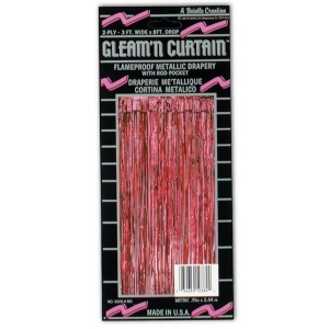 Pack of 6 Festive Metallic Red Hanging Gleam'n Curtain Party Decorations 8' - All