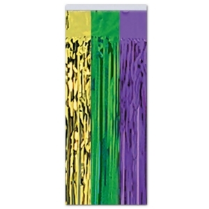 Pack of 6 Festive Metallic Gold Green and Purple Hanging Gleam'n Curtain Party Decorations 8' - All