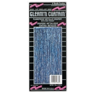 Pack of 6 Festive Metallic Blue Hanging Gleam'n Curtain Party Decorations 8' - All