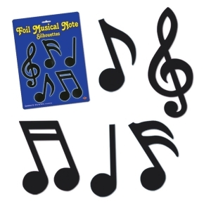 Club Pack of 144 Jazzy Black Foil Musical Notes Silhouette Decorations 10 - All