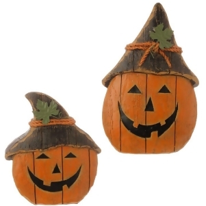 Set of 2 Rustic Distressed Finish Jack-O-Lantern Halloween Decorations 12.5 - All