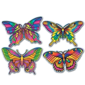 Pack of 24 Printed Multi-Colored Butterfly Cutout Decorations 16 - All