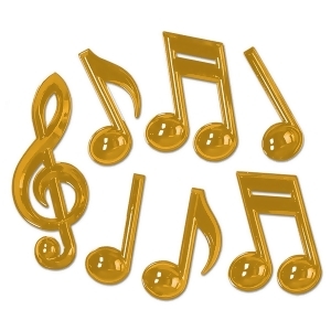 Club Pack of 84 Shiny Gold Plastic Musical Notes Party Decoration 13 - All