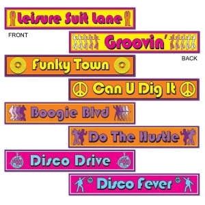 Club Pack of 48 Retro 70's Multi-Colored Disco Street Sign Cutout Decorations 24 - All