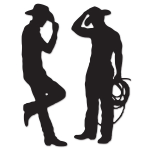 Club Pack of 24 Black Country Western Cowboy Silhouette Cutout Party Decorations 37 - All